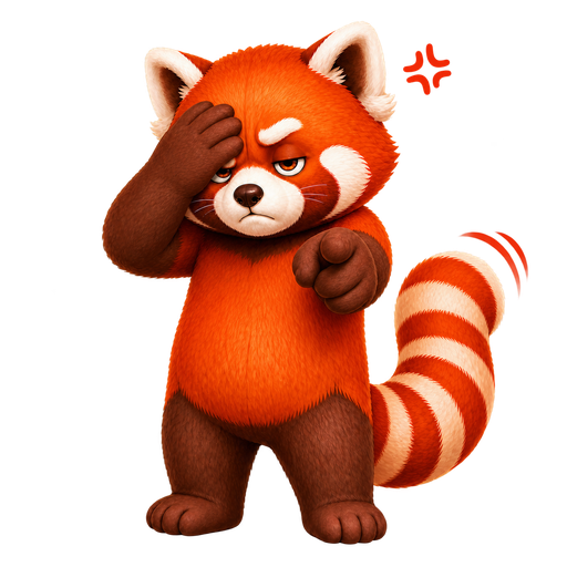 Red panda guarding a blocked route